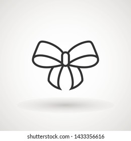 Ribbon Bow Vector Icon. Black gift bow silhouette. Template design for surprise, celebration event, presents, birthday, Christmas