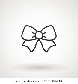 Ribbon Bow Vector Icon. Black gift bow silhouette. Template design for surprise, celebration event, presents, birthday, Christmas