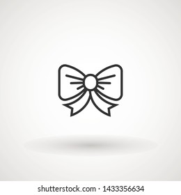 Ribbon Bow Vector Icon. Black gift bow silhouette. Template design for surprise, celebration event, presents, birthday, Christmas