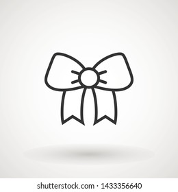 Ribbon Bow Vector Icon. Black gift bow silhouette. Template design for surprise, celebration event, presents, birthday, Christmas