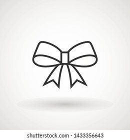 Ribbon Bow Vector Icon. Black gift bow silhouette. Template design for surprise, celebration event, presents, birthday, Christmas