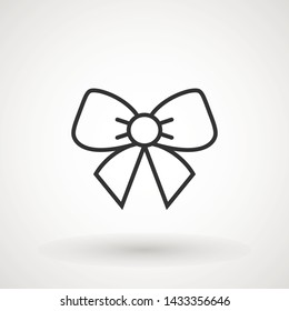 Ribbon Bow Vector Icon. Black gift bow silhouette. Template design for surprise, celebration event, presents, birthday, Christmas