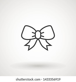 Ribbon Bow Vector Icon. Black gift bow silhouette. Template design for surprise, celebration event, presents, birthday, Christmas