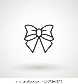 Ribbon Bow Vector Icon. Black gift bow silhouette. Template design for surprise, celebration event, presents, birthday, Christmas.