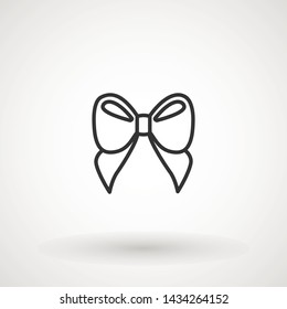 Ribbon Bow Vector Icon. Black gift bow silhouette. Template design for surprise, celebration event, presents, birthday, Christmas.