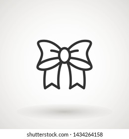 Ribbon Bow Vector Icon. Black gift bow silhouette. Template design for surprise, celebration event, presents, birthday, Christmas.