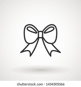 Ribbon Bow Vector Icon. Black gift bow silhouette. Template design for surprise, celebration event, presents, birthday, Christmas