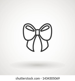 Ribbon Bow Vector Icon. Black gift bow silhouette. Template design for surprise, celebration event, presents, birthday, Christmas