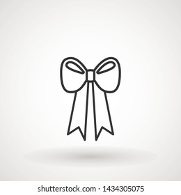 Ribbon Bow Vector Icon. Black gift bow silhouette. Template design for surprise, celebration event, presents, birthday, Christmas