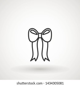 Ribbon Bow Vector Icon. Black gift bow silhouette. Template design for surprise, celebration event, presents, birthday, Christmas