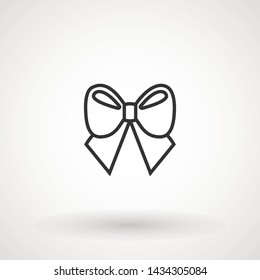 Ribbon Bow Vector Icon. Black gift bow silhouette. Template design for surprise, celebration event, presents, birthday, Christmas