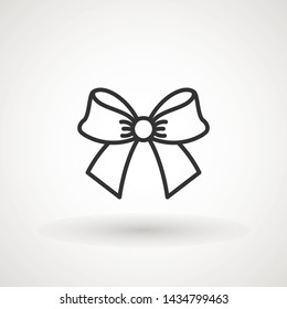 Ribbon Bow Vector Icon. Black gift bow silhouette. Template design for surprise, celebration event, presents, birthday, Christmas.