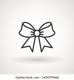 Ribbon Bow Vector Icon. Black gift bow silhouette. Template design for surprise, celebration event, presents, birthday, Christmas.