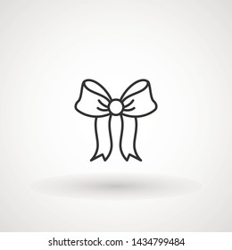 Ribbon Bow Vector Icon. Black gift bow silhouette. Template design for surprise, celebration event, presents, birthday, Christmas.