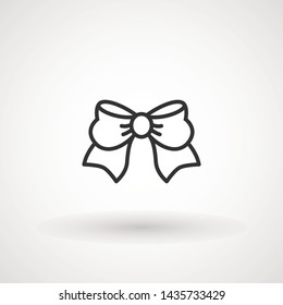Ribbon Bow Vector Icon. Black gift bow silhouette. Template design for surprise, celebration event, presents, birthday, Christmas.