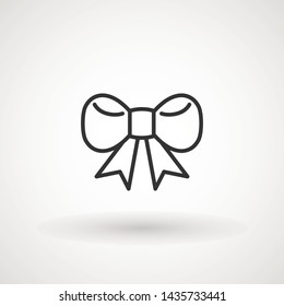 Ribbon Bow Vector Icon. Black gift bow silhouette. Template design for surprise, celebration event, presents, birthday, Christmas.