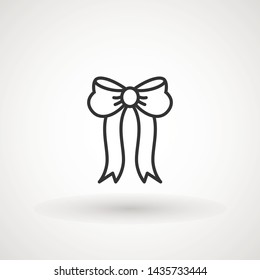 Ribbon Bow Vector Icon. Black gift bow silhouette. Template design for surprise, celebration event, presents, birthday, Christmas.