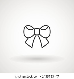 Ribbon Bow Vector Icon. Black gift bow silhouette. Template design for surprise, celebration event, presents, birthday, Christmas.