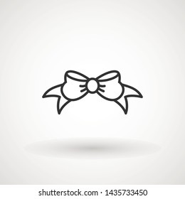 Ribbon Bow Vector Icon. Black gift bow silhouette. Template design for surprise, celebration event, presents, birthday, Christmas.