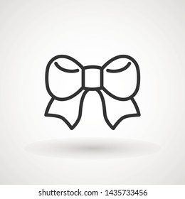 Ribbon Bow Vector Icon. Black gift bow silhouette. Template design for surprise, celebration event, presents, birthday, Christmas.