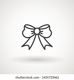 Ribbon Bow Vector Icon. Black gift bow silhouette. Template design for surprise, celebration event, presents, birthday, Christmas.