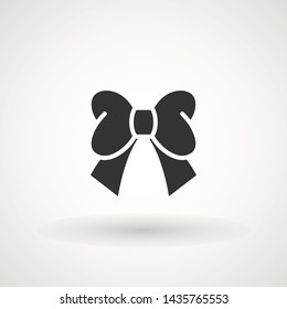 Ribbon Bow Vector Icon. Black gift bow silhouette. Template design for surprise, celebration event, presents, birthday, Christmas.