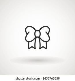 Ribbon Bow Vector Icon. Black gift bow silhouette. Template design for surprise, celebration event, presents, birthday, Christmas.