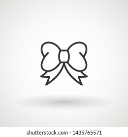 Ribbon Bow Vector Icon. Black gift bow silhouette. Template design for surprise, celebration event, presents, birthday, Christmas.