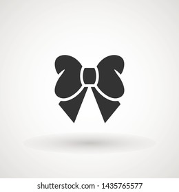 Ribbon Bow Vector Icon. Black gift bow silhouette. Template design for surprise, celebration event, presents, birthday, Christmas.
