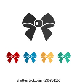 Ribbon Bow - Vector Icon, Flat Design