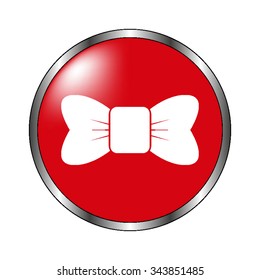 ribbon bow - vector icon on the  red button