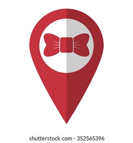 ribbon bow - vector icon; red map  pointer