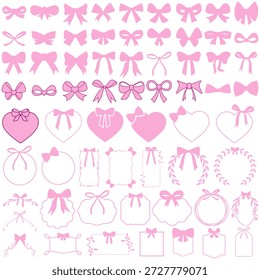 Conjunto de iconos de Vector de arco de cinta. Coquette Arcos Ilustración signo colección. Pink Hair Bow símbolo. Logotipo del arco.