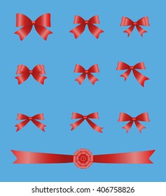 Ribbon Bow Vector icon set.Flat design