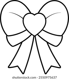 Ribbon and bow vector line art design