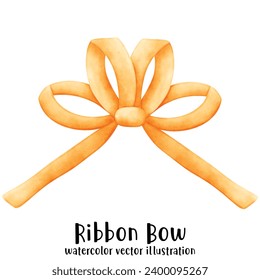 Ribbon, Bow, Watercolor, Vector, illustration