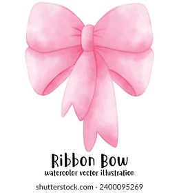Ribbon, Bow, Watercolor, Vector, illustration
