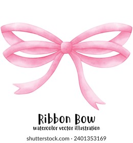Ribbon, Bow, Watercolor, Vector, illustration