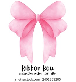 Ribbon, Bow, Watercolor, Vector, illustration