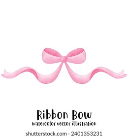 Ribbon, Bow, Watercolor, Vector, illustration