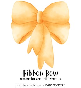 Ribbon, Bow, Watercolor, Vector, illustration