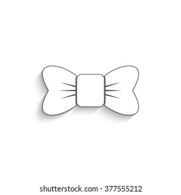 ribbon bow - white vector icon  with shadow