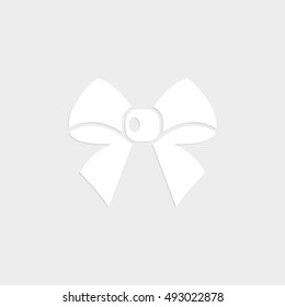 ribbon bow - white vector  icon with shadow