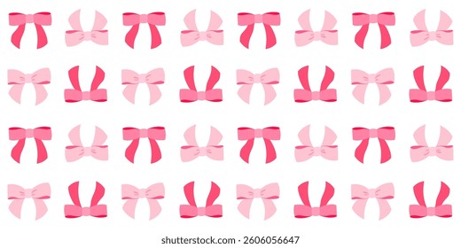 Ribbon bows seamless vector pattern. Gift bow knots, Cute coquette bows background
