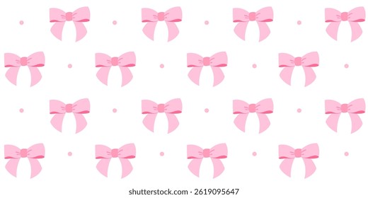 Ribbon bows seamless vector pattern. Gift bow knots, Cute coquette bows background