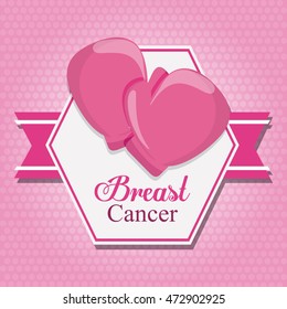 ribbon boxing gloves breart cancer awareness campaign foundation icon. Pink design. Vector illustration