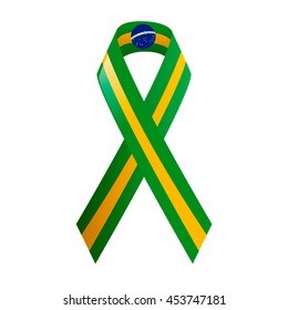 Ribbon Brazil flag on white background. Vector illustration