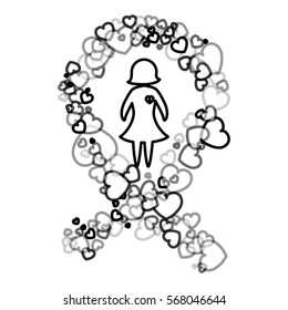 ribbon breast cancer awarenes related icon image vector illustration design 