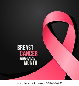 Ribbon breast cancer awareness month, October. Vector illustration