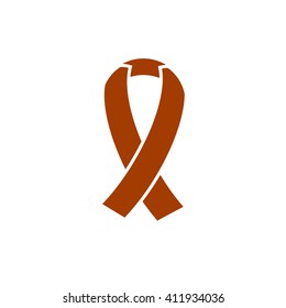 Ribbon, breast cancer awareness symbol isolated on white background, stylish vector illustration for web design